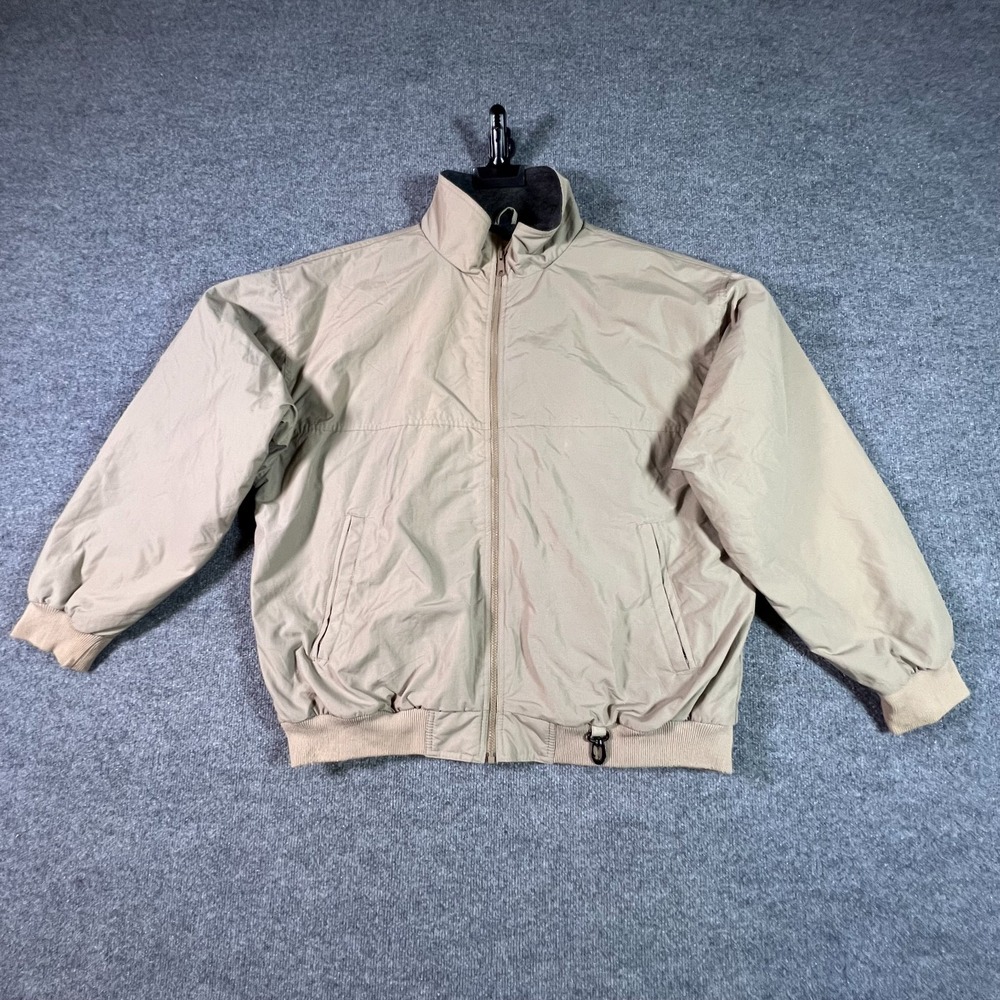 White Sierra Bomber Jacket Mens 2XL Beige Full Zip Fleece Lined Warm Insulated
